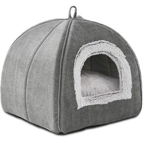 Cat Beds Cave-Cat Beds for Indoor Cats,Kittens and Small Pets,Soft and Warm Cat Tent Bed,Cat House,Cat Teepee,Foldable and Washable with Removable Cushioned and Anti Slip Bottom,Grey 15inches