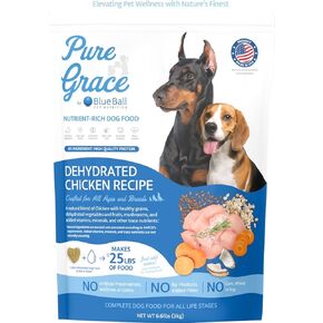 Pure Grace Dehydrated Dog Food, Complete & Balanced - Chicken Recipe 6.6lbs (Makes 25lbs)