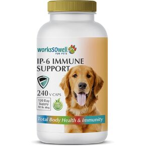 WorksSoWell IP-6 Immune Support for Dogs – 240 V-Caps – Helps Promote Healthy Bones, Teeth, Kidney, Liver Functions and Cardiovascular Health – Total Body Health and Immunity