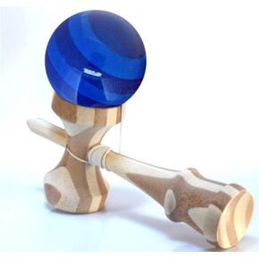 Bamboo Kendama with Translucent Blue Ball with Extra String for Kids Teens Adults Festival Gift