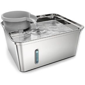 Dog Water Fountain Stainless Steel, 256oz/2Gallon, Pet Water Fountain for Cats and Dogs, Pet Drinking Fountain with Large Capacity, Large Surface Area, Ultra-Quiet Pump