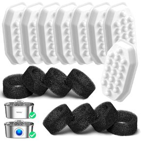 Official Cat Water Fountain Filters Replacement & Pre-Filter Sponges for 3.2L/108oz Automatic Pet Fountain Dog Water Fountain