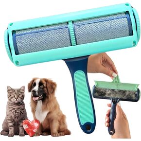 Reusable Pet Hair Remover-Lint Roller for Couch, Furniture, Carpet, Clothing and Bedding, Eco-Friendly Cat and Dog Hair Remover, Portable Pet Hair Removal Tool in Mint Green