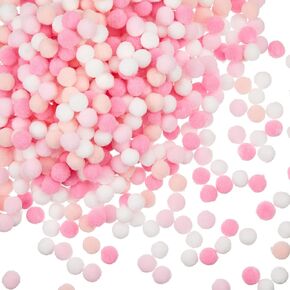 2000 Pieces Mini Pink Pom Poms 0.4 Inch Craft Pom Poms Balls Fluffy Puff Balls Multicolor Rainbow Fuzzy Pompom for DIY Creative Decorations Project Hobby Supplies Felting Garland,Valentine's Day Gift
