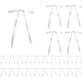 25 PCS Twist Tip Bows ، Bhite Bow for Cake Decoration ، DIY Glapp Wrappe Wrapp Vals Wabs ، Fabry Shower Birthday (White)