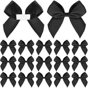 30 PCS Black Satin Ribbon Bows 2 inch Pretied Bows with Sticky Gel Pads Self Adhesive Satin Bows for Gift Wrapping Bow Decorations for Birthday Party Wedding Decorations Crafts Gift Bakery Candy Bags