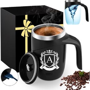 Magnetic Stirring Coffee Mug with Lid Handle Automatic Self Electric Mixing Insulated Stainless Steel Spill Leak Proof Heavy Large Reusable Thermal Travel Tea Cup Camping Big Water Tumbler,A
