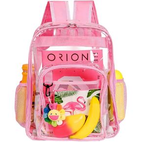 Heavy Duty Clear Bag PVC Waterproof Transparent Backpack See Through Book Bags With Reinforced Strap for Picnic, College, Work, Travel, Concert, Beach, Gym