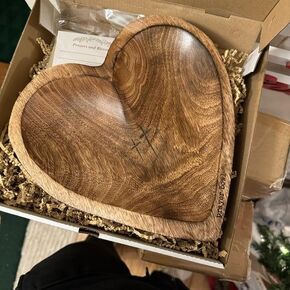 Heart Prayer Bowl,Handcrafted Prayer Bowl with Cards, Heart Prayer Bowl, Wooden Prayer Bowl, Religious Prayer Dough Bowl for Religious Christian congregation gifts (1PC), Large
