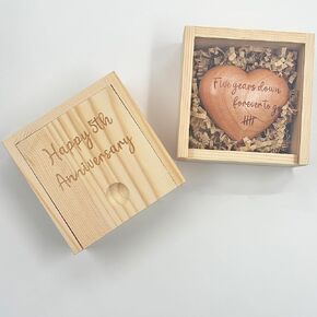 Happy 5th Anniversary Gifts for Him Her, Wooden Heart and Box, Five Years down Forever to Go, 5 Years Wedding Anniversary Gifts for Husband Wife, Wooden Wedding Wood Gift Ideas