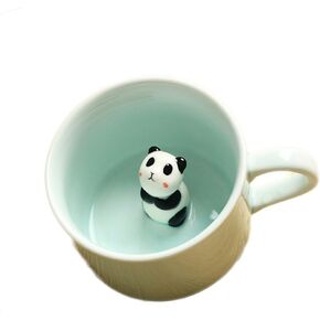 ZaH 3D Mug Animal Inside Cup Cartoon Ceramics Figurine Teacup for Boys Girls Kids Women Men Coffee Mug (8 oz Panda)