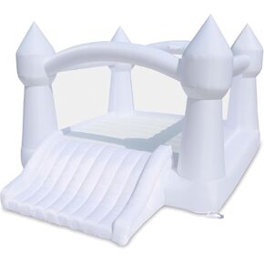 Bounceland Party Castle Daydreamer Cloud Bounce House ، 16.4 قدمًا L x 13.1 قدمًا و W × 9.3 قدمًا ، Hoop Basketball Hoop ، ul Strong Blower ، لون الباستيل العصري ، شريحة ممتعة ومنطقة ترتد ، موضوع القلعة للأطفال