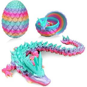 3D Printed Dragon Egg with Dragon Inside, Articulated Crystal Dragon Toy, Fidget Toy Adults, Home Office Executive Desk Toys, Birthday Party Decorations(Candy Color)