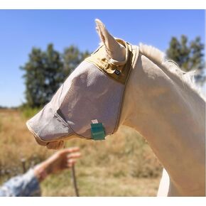 Horse Fly Mask with Nose Cover, Long Nosed No-Ear Fly Mask, 70% Uv-Block, Breathable Fly Mask for Horses, Durable, Comfortable Fit for All-Day Protection, Horse Size