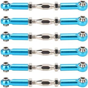 Dilwe RC Car Push Rod, 6Pcs Aluminum Alloy Adjustable Push Rods Compatible with 1/10 RC Truggy (Blue)