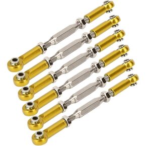 Dilwe RC Tie Rod, 81mm Adjustable Aluminum Servo Links Tie Rod Compatible with 1/10 RC Truck. 6PCS(Gold)