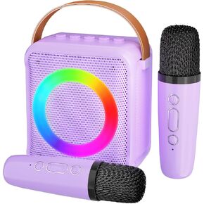 Ankuka Toys Karaoke Microphone Machine for Kids, 4-12 Years Old Girls Birthday Gifts, Portable Speaker with 2 Kids Microphone Toys for Girls Boys Age 3, 4, 5, 6, 7, 8, 9, 10+Year Old- Purple Color
