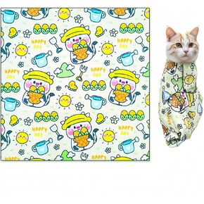 Cat Wrap for Cutting Nails Cloth Burrito Wrap for Nail Clipping,Scratch and Escape Prevention,Multi-Purpose Swaddle Wrap Pet Worker (Cows + Corn, 27.56inchx27.56inch)