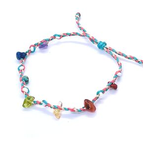 Medium 7 Chakra Crystal Bracelets - Natural Multi Gemstone Chip, Adjustable, Braided Waterproof Wax Cord, Beaded - Unique Jewelry for Women & Girl from PusSoul (7-8 inches, Wrist Size)