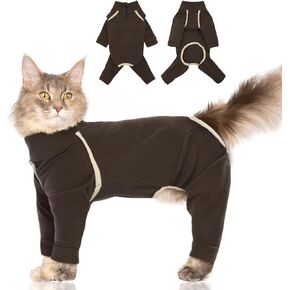 Cat Onesie - Coffee, XXL - Prevents Hair Loss Sticky Hair Cat Clothes, Cat Pajamas for Cats Only, Hairless Cat Clothes, Cat Onesie for Cats After Surgery Female, Cat Recovery Onesie Long Sleeve
