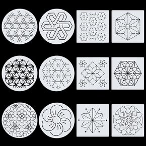FREEBLOSS 12Pcs 5.5/5.9inch PET Sashiko Stencils Flowers Line Template for Hand Quilting Sashiko Patterns Templates Embroidery Stencils for Hand Sewing Lovers