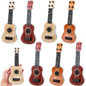 8 Pcs Kids Mini Guitar Toy Plastic Classical Ukulele Guitar Beginner Musical Instrument Toy for Kids Toddler Beginners Music Class Developmental Educational Toy