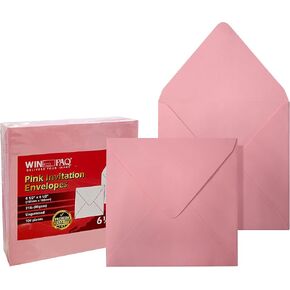 6-1/2 "× 6-1/2" مظاريف مربعة مربعة مربعة وردية (حزمة من 100)-مثالية لدعوات الزفاف أو بطاقة التحية أو الإعلانات