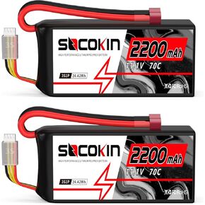 3S Lipo Battery 11.1V 70C 2200mAh Batteries Short Soft Case RC Car Battery with Deans Connector Plug for RC Crawler Cars Truck Airplanes Quadcopters Boats 2 Packs