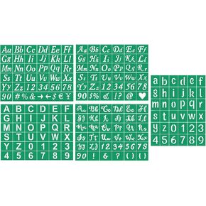 JAJADO 5 Pcs Reusable Alphabet Templates Self Adhesive Silk Screen Stencils, Letter Stencils Symbol Numbers Craft Stencils Silk Screen Transfers for Painting on Wood/T-Shirt/Rock/Sign/DIY Art Project