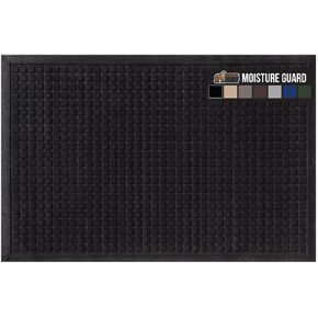 Gorilla Grip Ultra Absorbent Moisture Guard Doormat, Absorbs Up to 1.7 Cups of Water, Stain and Fade Resistant, Spiked Rubber Backing, All Weather Mats Capture Dirt, Indoor Outdoor, 29x17, Black