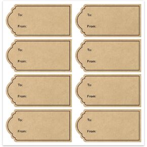 1"x2" to and from Gift Tag Stickers, 300pcs/Roll Natural Kraft Name Tag Label Stickers for Christmas Holiday Valentine's Day Weddings Present Gift Wrapping Cards Envelope Decoration Sealing