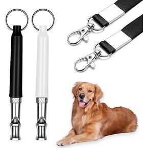 صافرة الكلب ， 2 PCS صافرة الكلب ttraining ， صافرة تدريب الكلاب المحترفة ， صافرة الكلب لوقف نباح الجيران الكلب ， بالأبيض والأسود ， مع الحلف in Kuwait