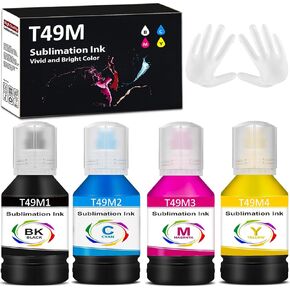 4x140ml T49M Autofill Sublimation Ink Compatible for Epson SureColor F170 F570 Sublimation Printer T49M1 T49M2 T49M3 T49M4 (ICC-Free/Anti-UV,4-Pack)
