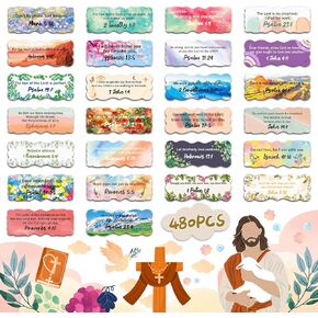 480 PCS Bible Verse Stickers Scripture Stickers for Journaling Christian Inspirational Religious Bible Quote Stickers, Jesus Faith Stickers for Scrapbooking Prayer Board