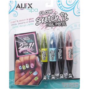 Alex Spa Glow Sketch It Nail Pens Girls Fashion Activity, Nail Designs that Can Glow in the Dark, Create Long Lasting Looks with Beautiful Nail Polish , For Ages 8 and up