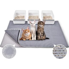 BurgeonNest 45"x 32" Cat Litter Mat, Washable Extra Large XL Kitty Litter Trapping Mat, Smooth and Comfortable Material
