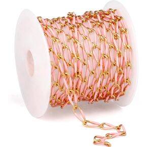 2 Yard Black Chains for Jewelry Making, 18K Gold Plated Stainless Steel Enamel Curb Chain Roll Bulk for DIY Jewelry Making
