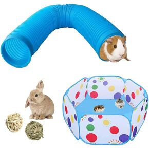 Hamailyi Small Pet Tunnel قابل للطي ، الهامستر المحمولة في الهواء الطلق/داخلي ، ألعاب خيمة الخنزير المرح في غينيا ، ألعاب خيمة للأرانب الفئران Gerbils ferrets (الأزرق)