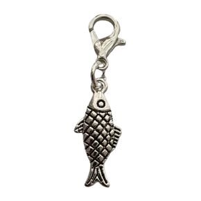 4X Fish Clip on Lobster Clasp, Metal Bead Charm Pendant for Building Necklace, Wallet, Zipper Pull, Fishing Fans Jewelry Making DIY Craft