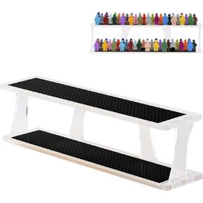 Tabletop Stackable Minifigure Display Case Holds Up to 72 Minifigures Or Mini Block Sets - Acrylic Display Case for Figures Compatible with Major Brands - Minifig Shelf Organizer (Black Base)