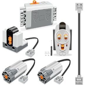 6-in-1 Motor Kit Compatible with Lego Technic, DIY Motorized Building Set, Power Function Motor Set with M-Motor, Remote Control, Receiver, Battery Box, Extension Wire