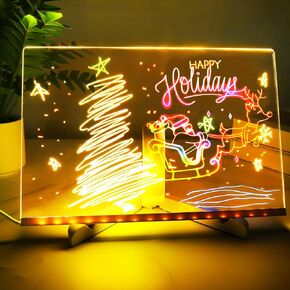 Led Note Board with Colors,11.8 X 8 in Light Up Drawing Board for Kids,Acrylic Led Writing Board with Light, Led Light Drawing Board,Note Board Creative Led Night Light,Glow in The Dark Drawing Board