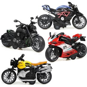 1/12 Alloy Metal Motorcycle Model Toy - 4-in-1 Diecast Mini Motorcycle Set for Racing & Collection, Gift for Men, Kids & Motorcycle Enthusiasts