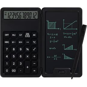 Desk Calculator, Portable Calculator with Notepad, Basic Calculator with Writing Tablet, 12 Digit Large Display Calculators with Stylus, Multi-Function Calculator for Office, School & Home(Pink)