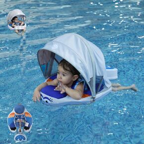 Mambo Baby Float مع المظلة وذيل ، حمام سباحة الأطفال غير القابل للتنفيذ تطفو لحوض السباحة يضاف ذيل تجنب فليب سباحة مدرب العوام