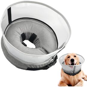 Inflatable Dog Cone Collar - Surgery Recovery Adjustable Soft Alternative Neck Donut with Shield for Small Medium Large Pet,XL