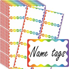 YSHIHE Name Tag Stickers 2"x 3" Rainbow Border Name Stickers 240 Pcs Adhesive Colorful Name Labels for School, Office, Home, Party, Conferences