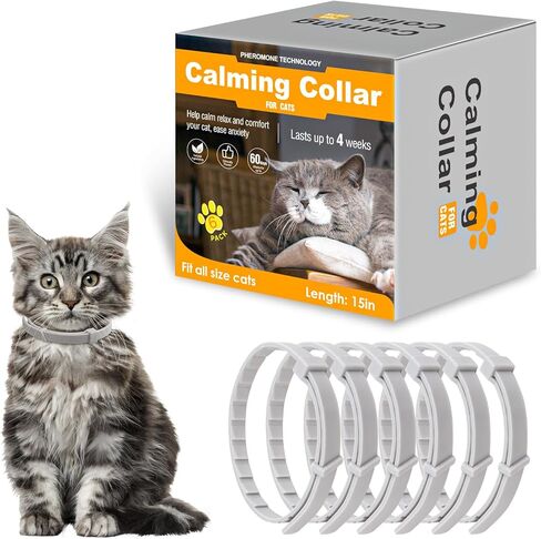 Nodfens 6 Pack Cat Calming Collar, Calming Collar for Cats Cat Pheromones Calming Diffuser Adjustable Size Cat Anxiety Relief Up to 30 Days in Kuwait