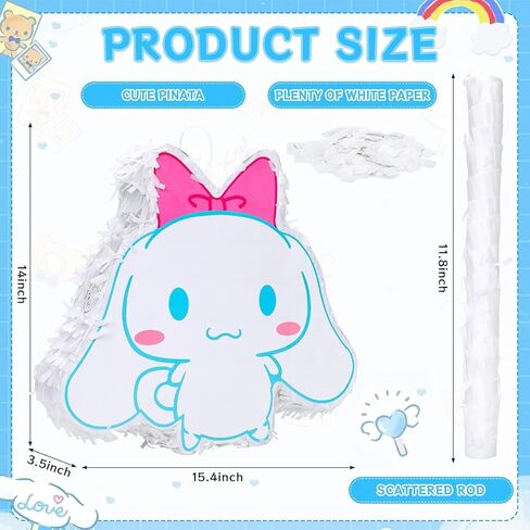 Oaroily 15IN Pina-ta Large Pull String Pina-ta with Blindfold, Bat and Filler for Kids Boys Girls Party and Baby Shower Reveal Supplies Carnival Activity Decorations in Kuwait