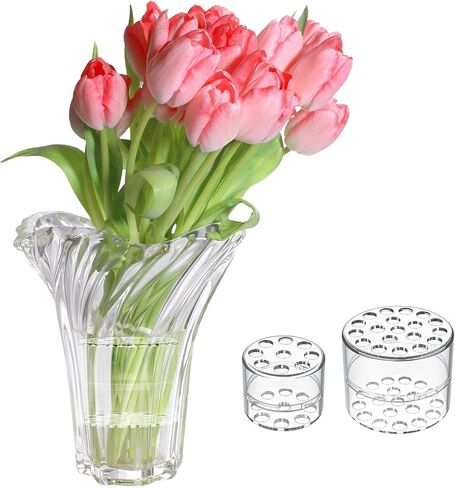 GeeRic Spiral Ikebana Stem Holder Clear, 2 Pack Flower Stem Holder for Vases, Twister Flower Arrangement Holder (Transparent, S+L) in Kuwait
